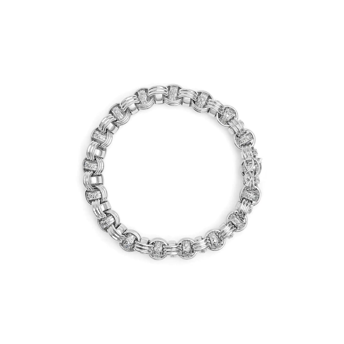 14K White Gold 1/2 Cttw Diamond Knotted Byzantine Link Bracelet (H - I Color, I2 - I3 Clarity) - 7" Inches - Rieworkes