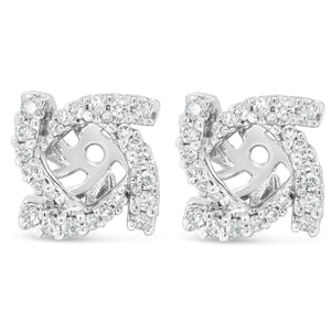 14K White Gold 1/3 Cttw Round Diamond Spiral Earring Jacket for 4mm Round Studs (G - H Color, VS2 - SI1 Clarity) - Rieworkes