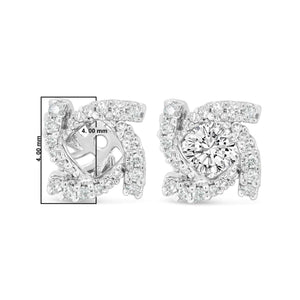 14K White Gold 1/3 Cttw Round Diamond Spiral Earring Jacket for 4mm Round Studs (G - H Color, VS2 - SI1 Clarity) - Rieworkes