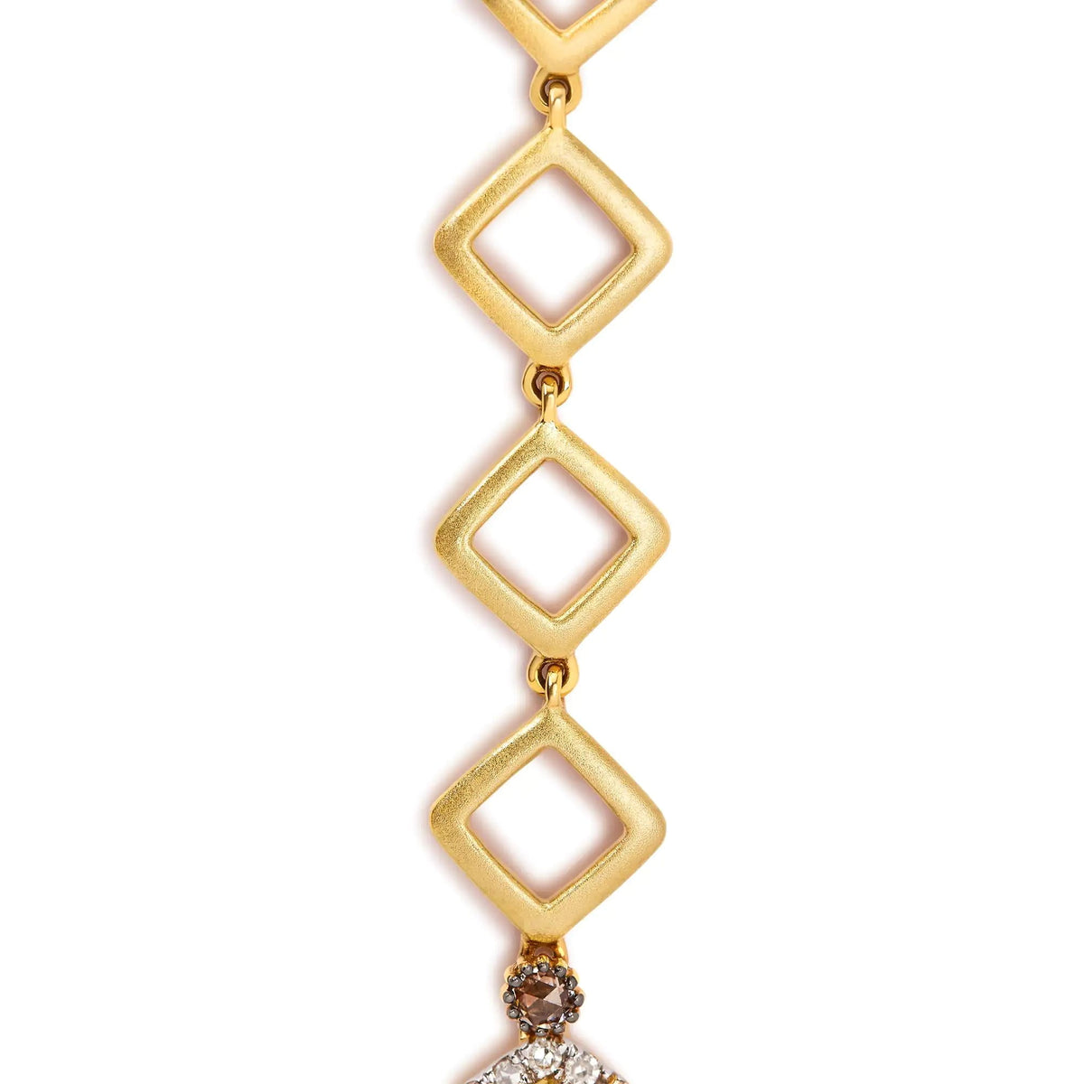 14K Yellow Gold 16 7/8 Cttw Fancy Yellow Rose Cut Diamond 16" Collar Necklace with 4 Leaf Clover Drop (Fancy Yellow/I - J Color, I1 - I2 Clarity) - Rieworkes