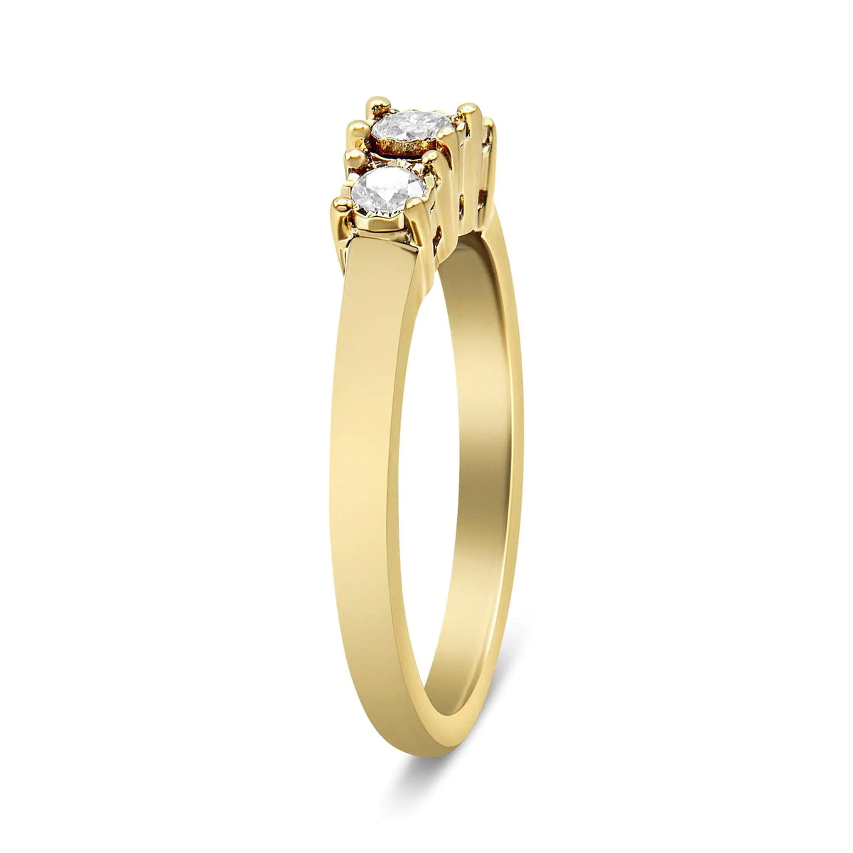 14K Yellow Gold Plated .925 Sterling Silver 1/4 Cttw Diamond 3 Stone Illusion Plate Ring (J - K Color, I1 - I2 Clarity) - Rieworkes