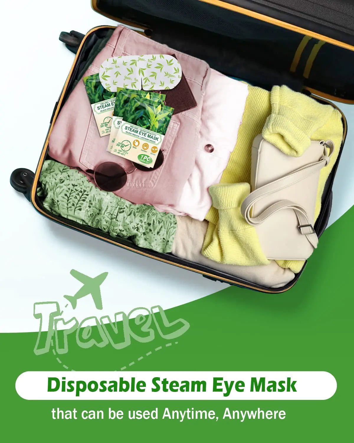 16 Packs Steam Eye Masks for Dry Eyes, Green Tea Warm Eye Mask, Relief Eye Fatigue Hot Sleep Eye Mask for Puffy Eyes Mask, Disposable Moist Heating Compress Pads for Sleeping, Self Heated Eye Mask - Rieworkes