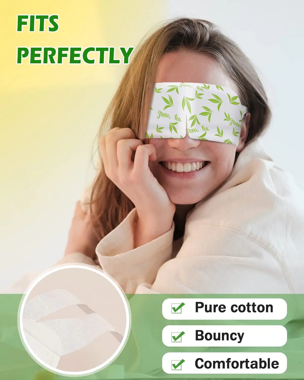 16 Packs Steam Eye Masks for Dry Eyes, Green Tea Warm Eye Mask, Relief Eye Fatigue Hot Sleep Eye Mask for Puffy Eyes Mask, Disposable Moist Heating Compress Pads for Sleeping, Self Heated Eye Mask - Rieworkes