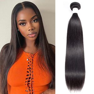 10A Straight Single Bundles Human Hair 14 Inch Brazilian Straight Human Hair Bundles 100% Unprocessed Virgin Weave Bundles Human Hair 1 One Bundle Natural Black Color Mimarta