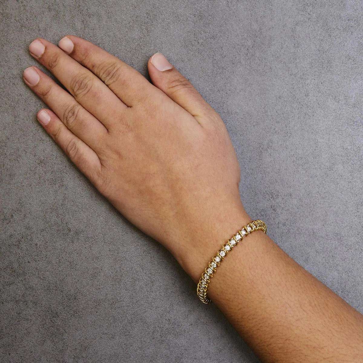 18K Yellow Gold 4.0 Cttw Round - Cut Diamond S - Link 7" Inch Tennis Bracelet (I - J Color, SI1 - SI2 Clarity) - Rieworkes