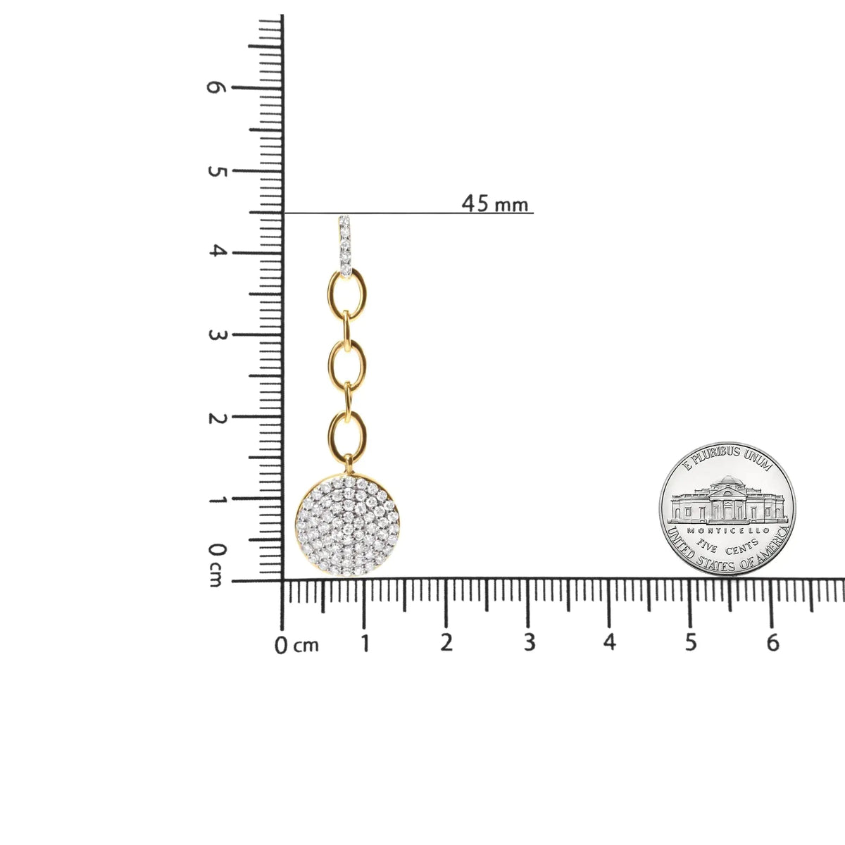 18K Yellow Gold Plated .925 Sterling Silver 1.0 Cttw Diamond Composite Cluster Dangle Chain Earrings (I - J Color, I1 - I2 Clarity) - Rieworkes