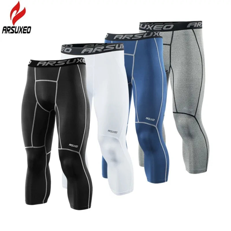 ARSUXEO Men's Compression Running Tights: Gym &amp; Yoga Sportswear Rieworkes