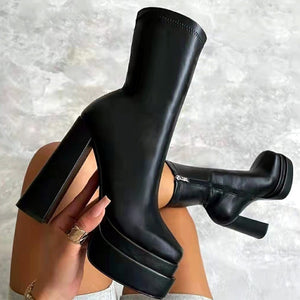 Women's Waterproof High Heeled Thick Bottom Boots Mimarta