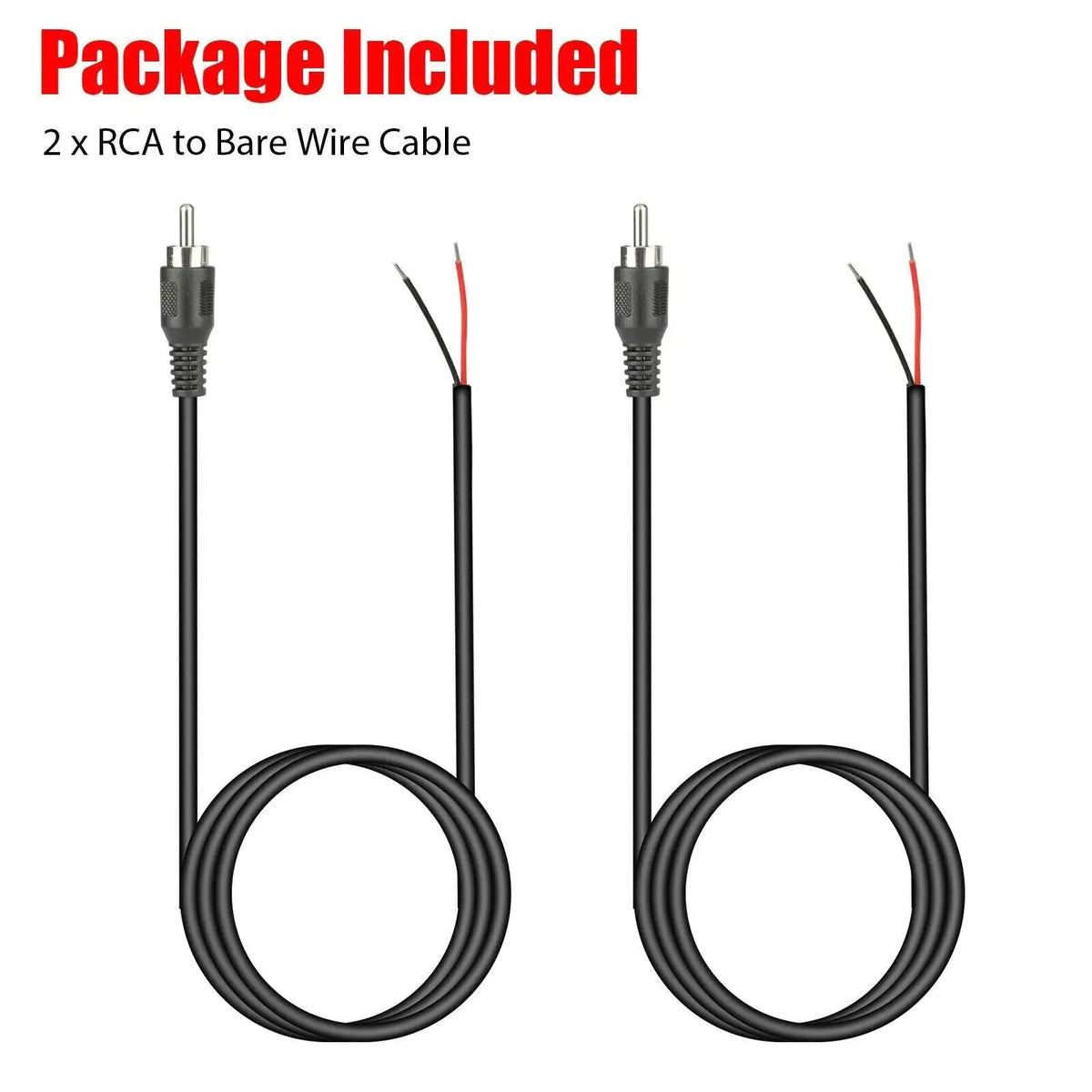2 - Pack 10 FT RCA Male Plug to Bare Wire Audio Speaker Subwoofer HDTV Cable Cord - Rieworkes