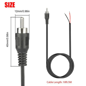 2 - Pack 10 FT RCA Male Plug to Bare Wire Audio Speaker Subwoofer HDTV Cable Cord - Rieworkes