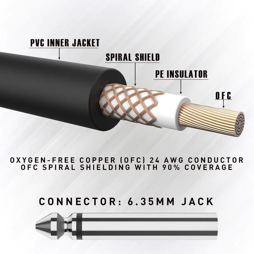 2 PACK 10FT Electric Patch Cord Guitar Amplifier Amp Cable Right Angle 90 Degree - Rieworkes
