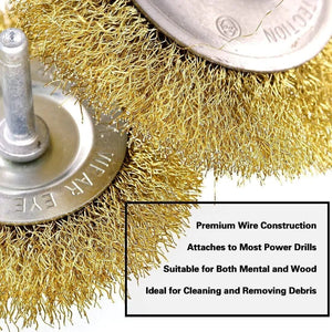 2 - Pack 3 Pcs Wire Brush Wheel Set Cup Drill Bit Rust Paint Attachment 1/4" USA - Rieworkes