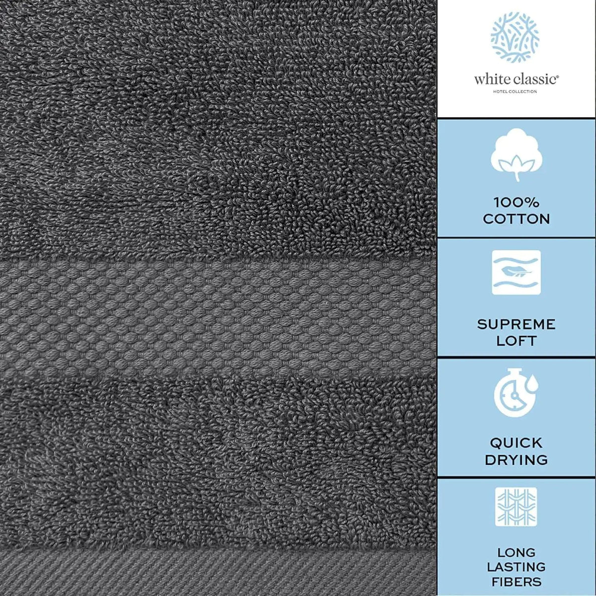 2 Pack Luxury Soft Bath Sheet Towels 650 GSM Extra Large 35x70 inch Grey Color - Rieworkes