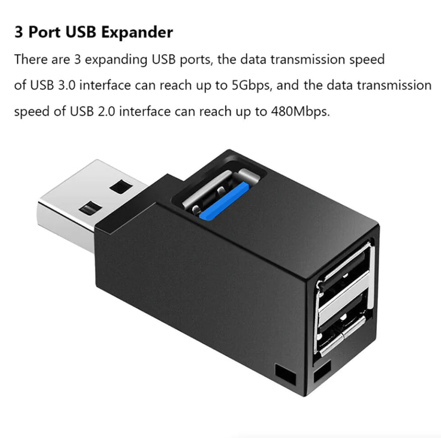 2 Pcs 3 Port USB 3.0 Hub Portable High Speed Splitter Box For PC Notebook Laptop - Rieworkes