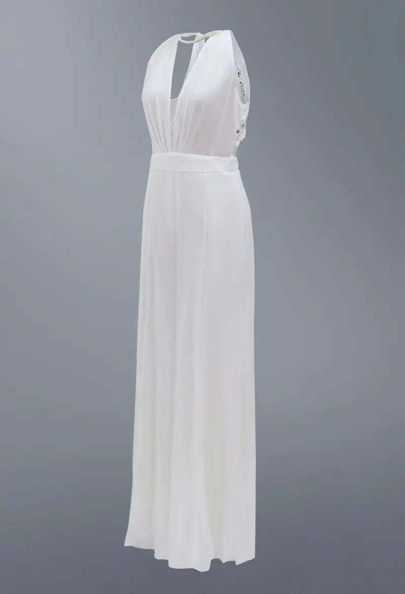 2022 New Luxury Women&amp;#39;s Sexy Deep V Halter Jumpsuit - Rieworkes