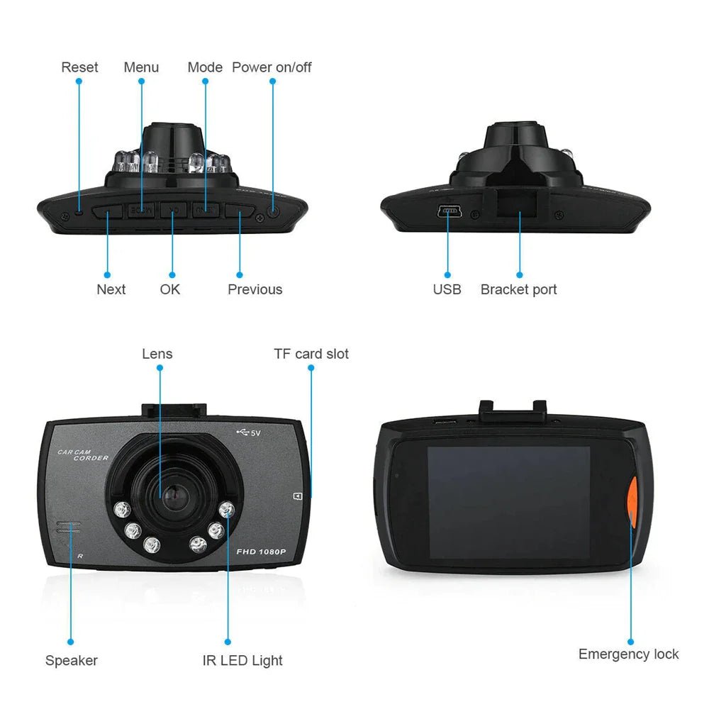 2.7'' Full HD 1080P Dash Cam Car DVR Front &amp; Rear Camera Night Vision G - Sensor - Rieworkes