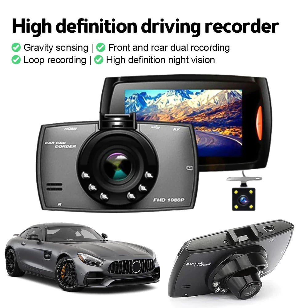 2.7'' Full HD 1080P Dash Cam Car DVR Front &amp; Rear Camera Night Vision G - Sensor - Rieworkes