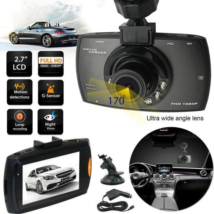 2.7'' Full HD 1080P Dash Cam Car DVR Front &amp; Rear Camera Night Vision G - Sensor - Rieworkes
