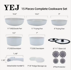15-Piece Non-Stick Medical Stone Pan Set Mimarta