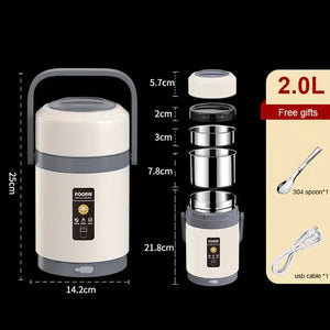 2L USB Electric Heated Lunch Box - Rieworkes