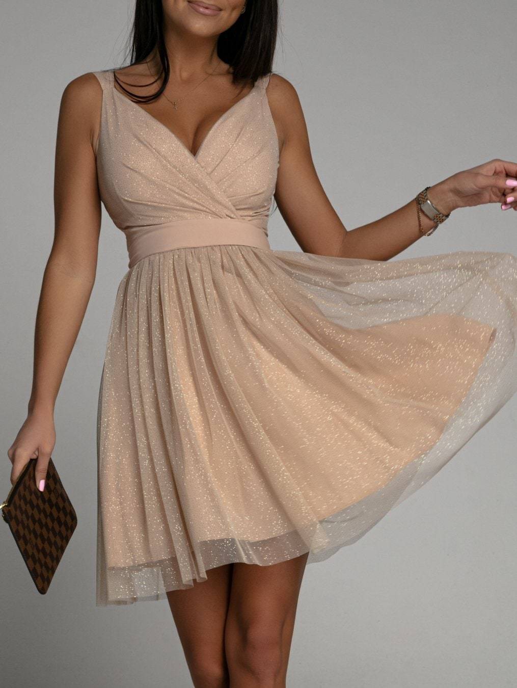Fashionable Sexy Mesh Dress with Cross V-Neck for Women Mimarta