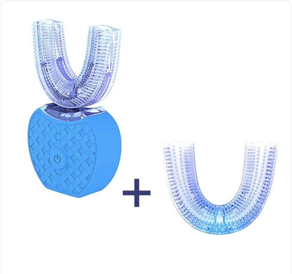 360° Automatic Electric Toothbrush, Waterproof U - Shape with Blue Light Whitening &amp; USB Charging - Rieworkes