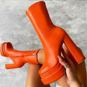 Women's Waterproof High Heeled Thick Bottom Boots Mimarta