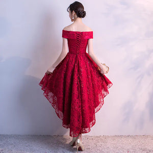Off-Shoulder Bridesmaid Dress in Wine Red (2020 Style) Rieworkes