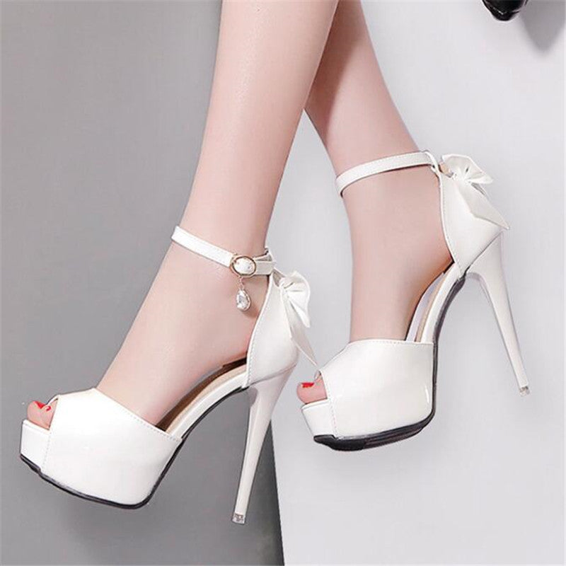 12CM Stiletto Heels with Bow and Open Toe Design Mimarta