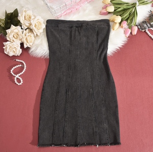 "Sexy Backless Strapless Denim Dress" Mimarta