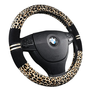 Winter Car Steering Wheel Cover - Plush Leopard Print Mimarta