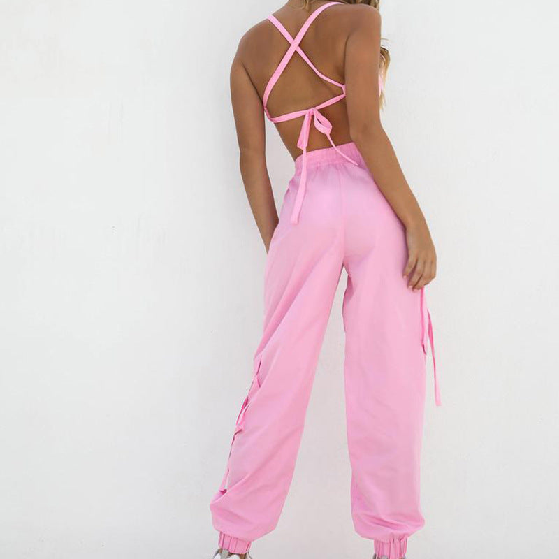 Women's Athletic Gym Set: Sleeveless Top & High-Waist Pants Mimarta