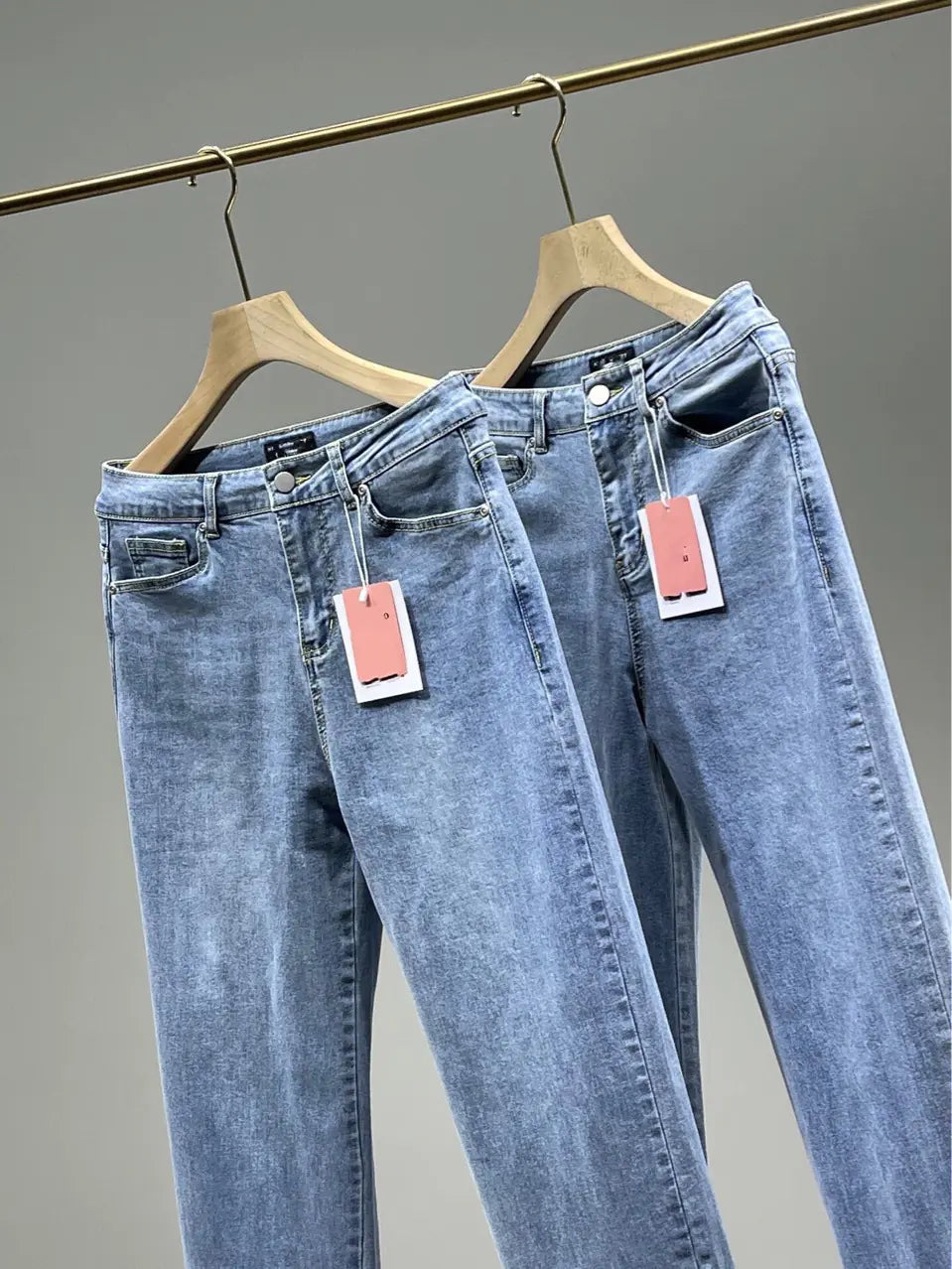 Ladies High Rise Straight Leg Jeans with Side Slit Rieworkes