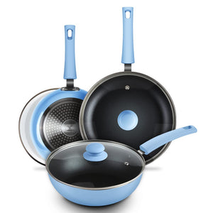 SHINEURI Frying Pans 6 Pieces Nonstick Cookware Set 9.5” and 11” Frying Pan Skillet Pan and Wok with Lid Ceramic Cookware Set Mimarta