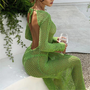 2023 Summer Cross-Border Sexy Hollow Back Knit Dress Mimarta