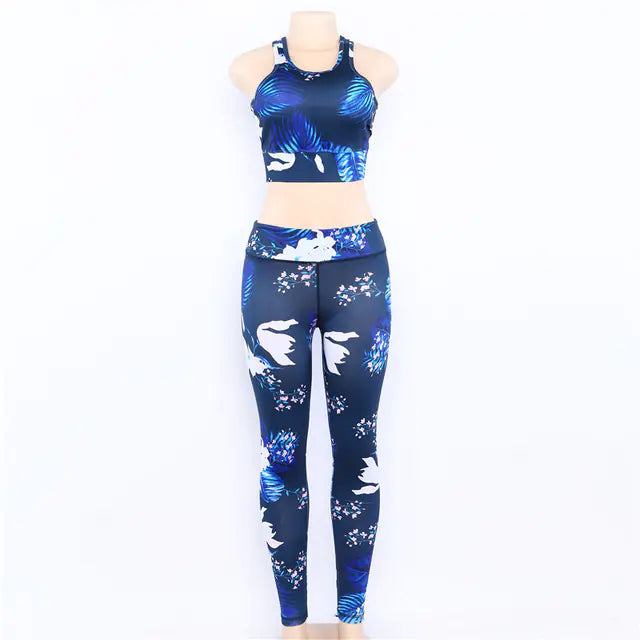 Women's Floral Print Yoga Set - Bra & Leggings Outfit Mimarta