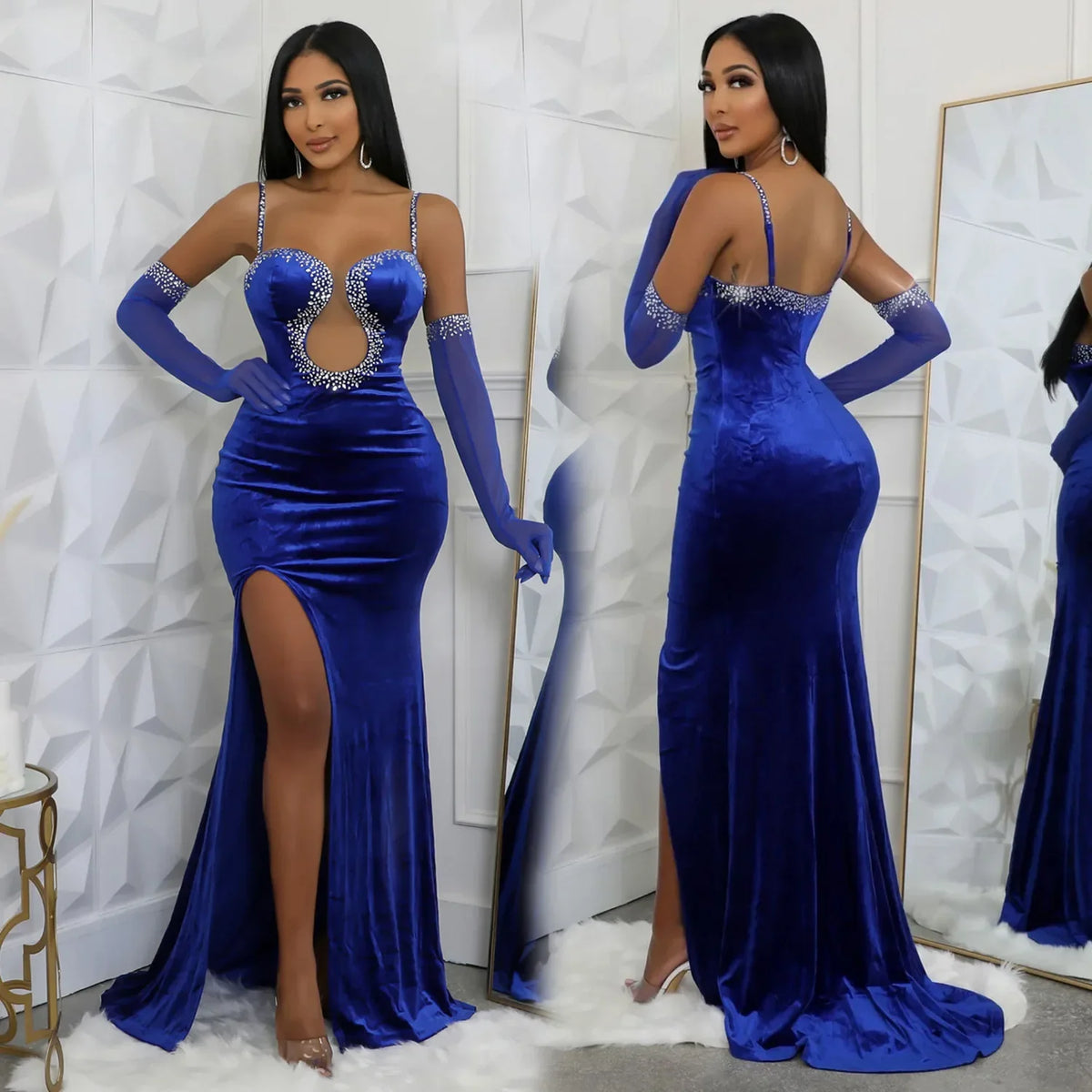 Autumn Sexy Diamond Evening Dress for Women Mimarta
