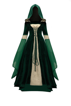 Kahbin Women Hooded Gothic Dress Medieval Corset Renaissance Dress Victorian Dress Halloween Costume (Green X-Large) Mimarta