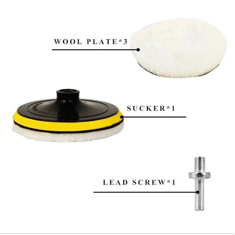 5PCS 6" Buffing Polishing Pad Wool Wheel Mop Kit For Car Polisher Drill Adapter - Rieworkes