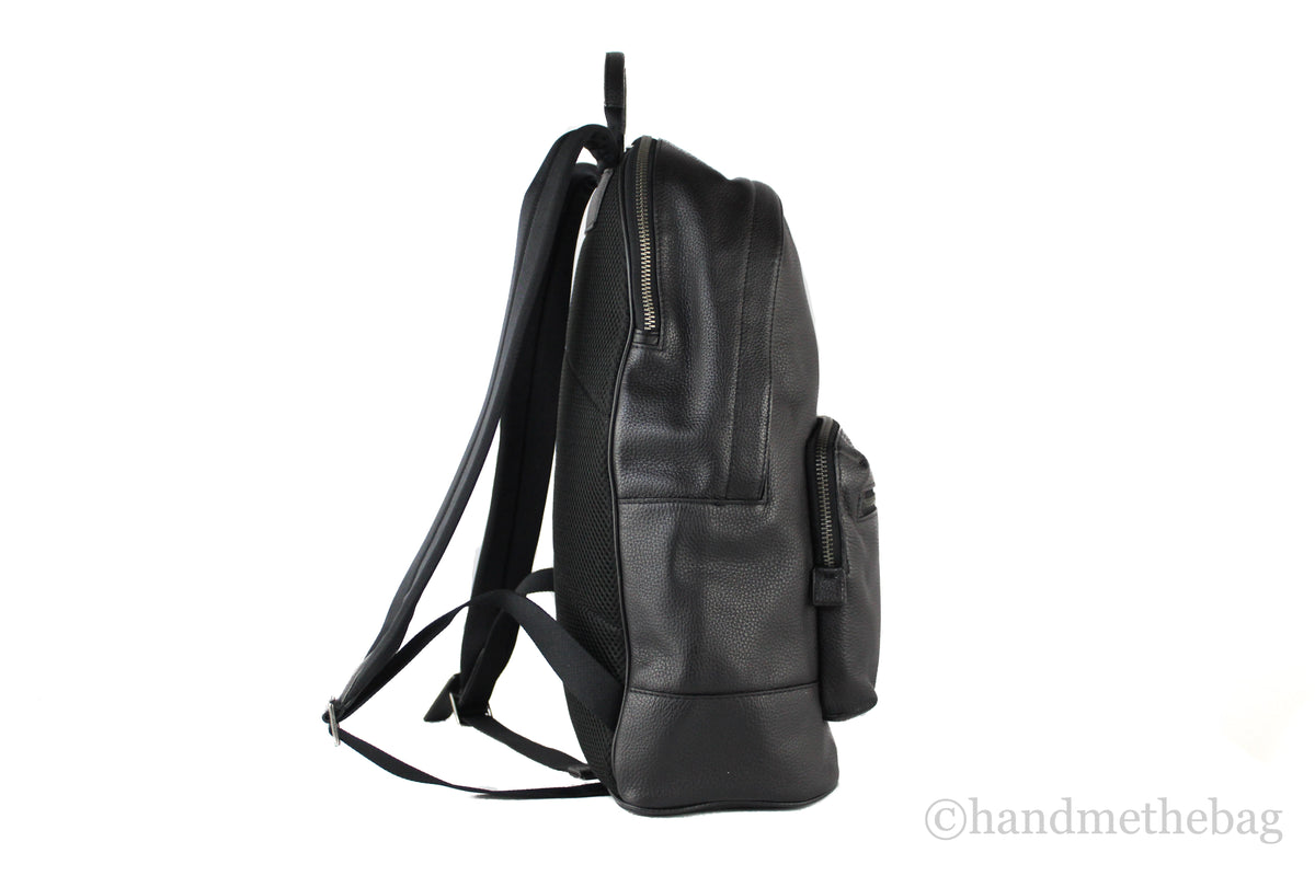 Coach Men's West Large Black Leather Backpack Shoulder Bookbag Mimarta