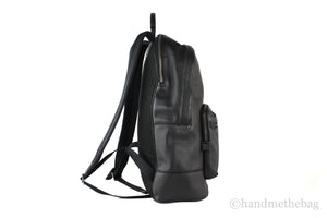 Coach Men's West Large Black Leather Backpack Shoulder Bookbag Mimarta