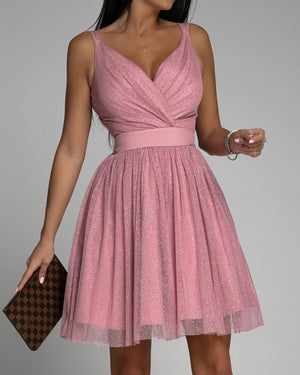 Fashionable Sexy Mesh Dress with Cross V-Neck for Women Mimarta