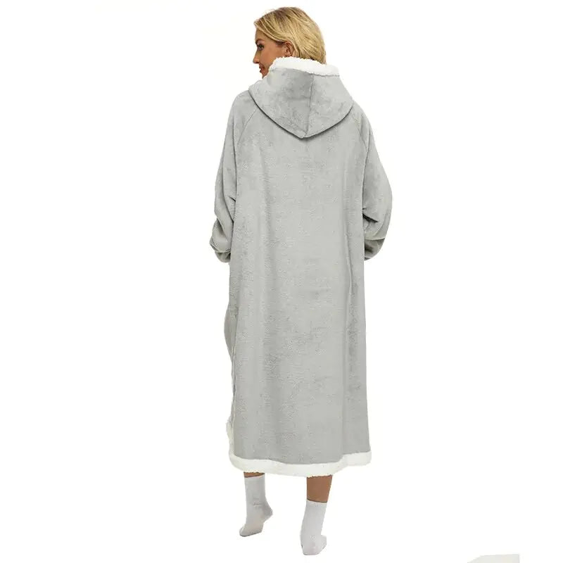 Super Long Flannel Blanket with Sleeves Winter Hoodies Rieworkes