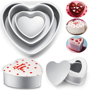 FoldTier 6 Pcs Heart Shaped Cake Pan Aluminum Cake Pan with Removable Bottom Non Stick Baking Pan DIY Baking Mold Tool for Kitchen Birthday Wedding Cake Dessert (4 Inch6 Inch8 Inch) Mimarta
