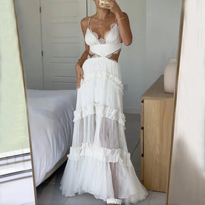 2023 Fall Sexy Lace Sheer Hole Slip Dress for Home Mimarta