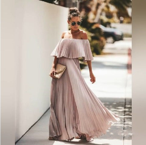 2020 New Sexy Off-Shoulder Chiffon Dress Mimarta