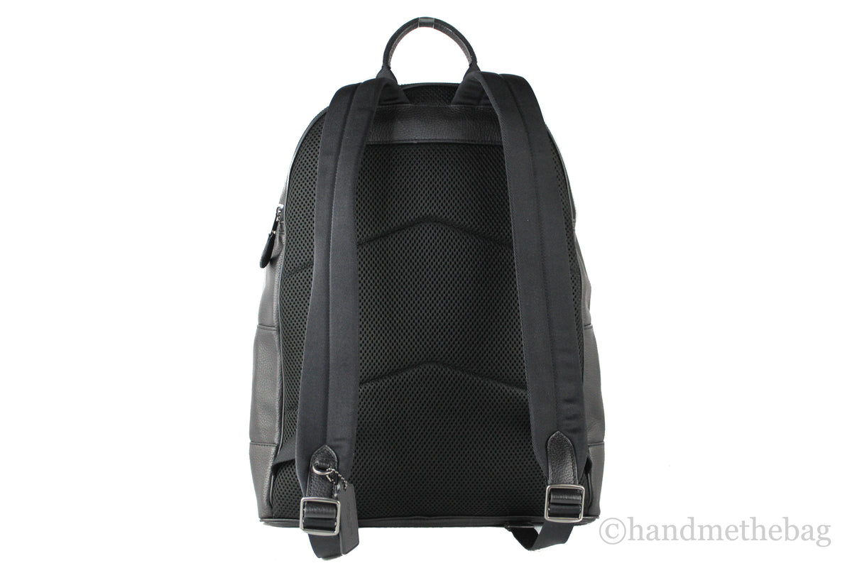 Coach Men's West Large Black Leather Backpack Shoulder Bookbag Mimarta