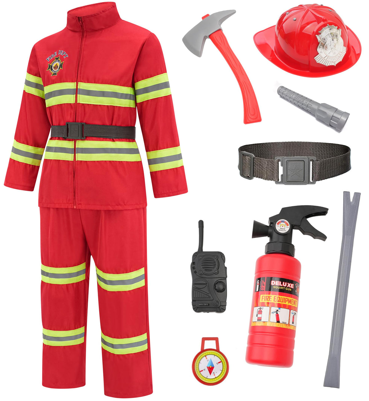 Avady Firefighter Costume for Kids Fireman Costume for Boys Halloween Costume Cosplay Dress Up Mimarta