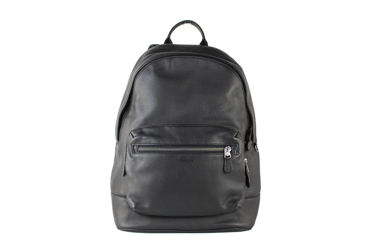 Coach Men's West Large Black Leather Backpack Shoulder Bookbag Mimarta