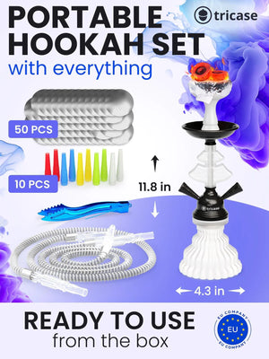 White Black Hookah set with everything Hookah Set 2 Hose Hookah LilOne Rieworkes